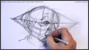 learn how to draw an old man's face in two point perspective 017